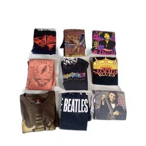 Band T-Shirt Lot Of 9 Wholesale Modern Reprint Vintage Beatles Zeppelin Dead